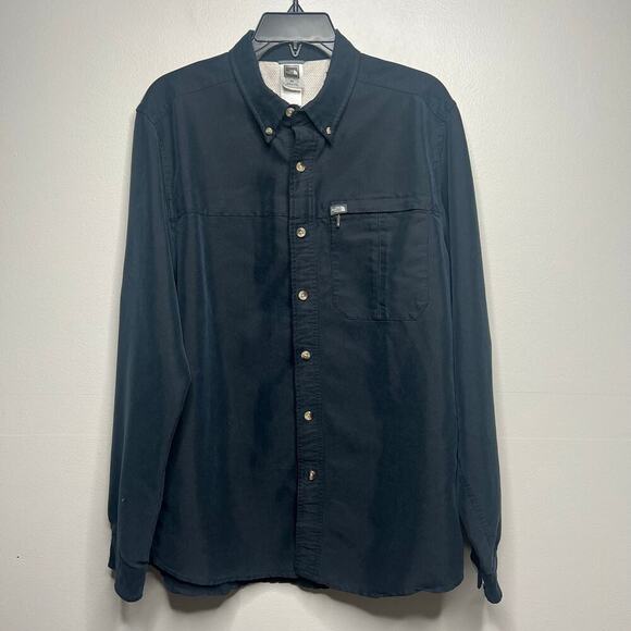 The North Face Men's Modal Blend Button Down Shirt Black Sz Medium Camp Outdoors - Picture 1 of 9